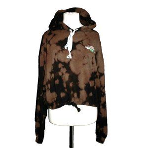 Friends Central Perk Sweatshirt Hoodie Cropped Brown Tie Dye Size XL X-Large